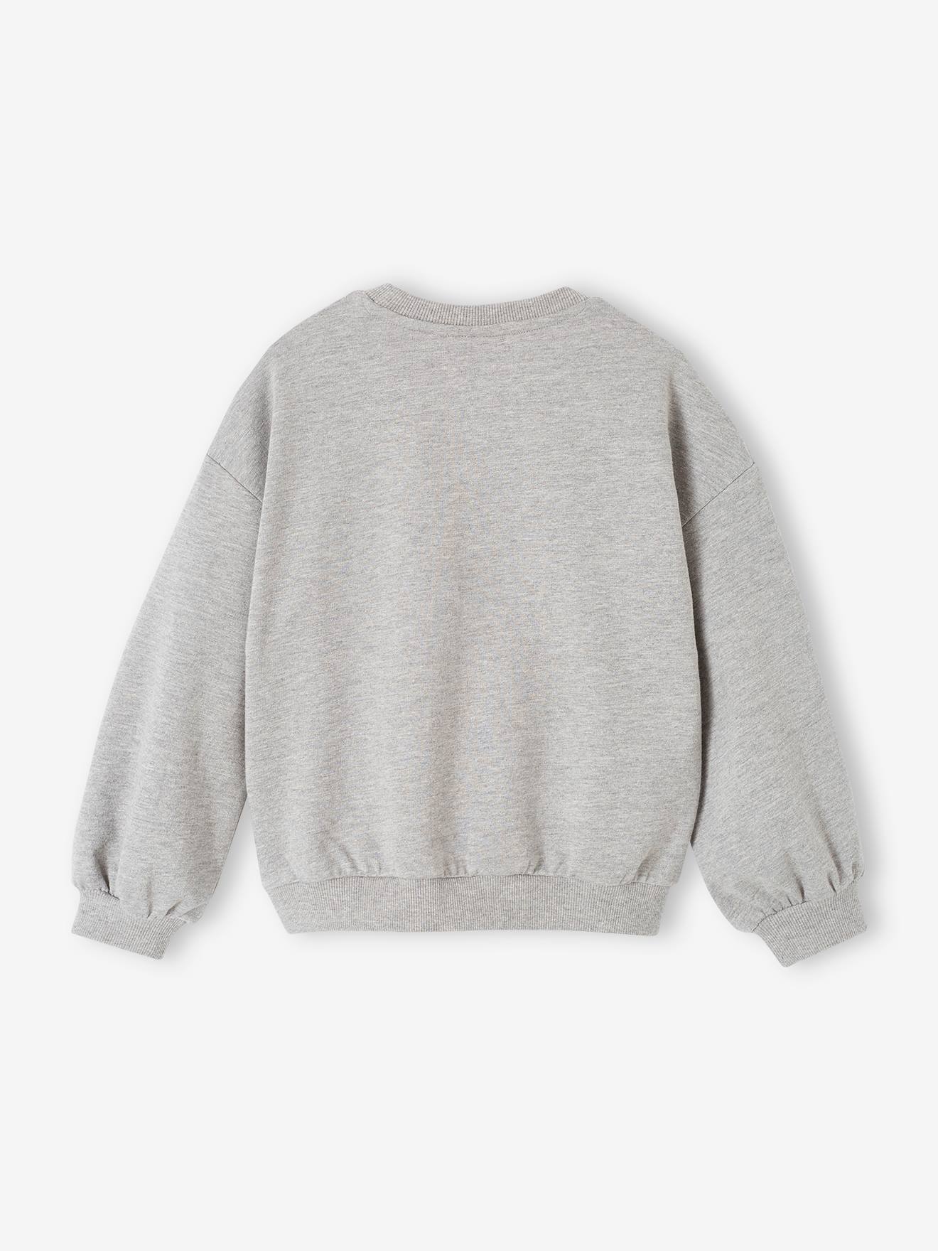 Sweat Brodé Neuf YD Fille Gris Chiné Motif #selfie, Taille 11-12 Ans, Sans étiquettes
