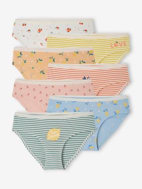 Girls-Pack of 7 Briefs in Organic Cotton, Summer Fruits, for Girls