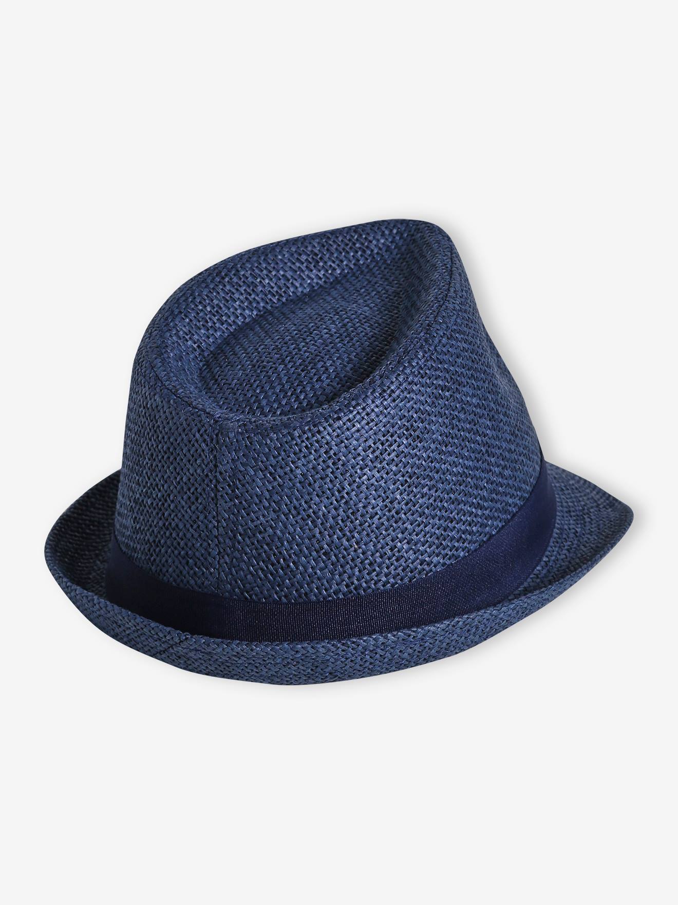 Straw-Like Panama Hat for Boys - navy blue, Boys