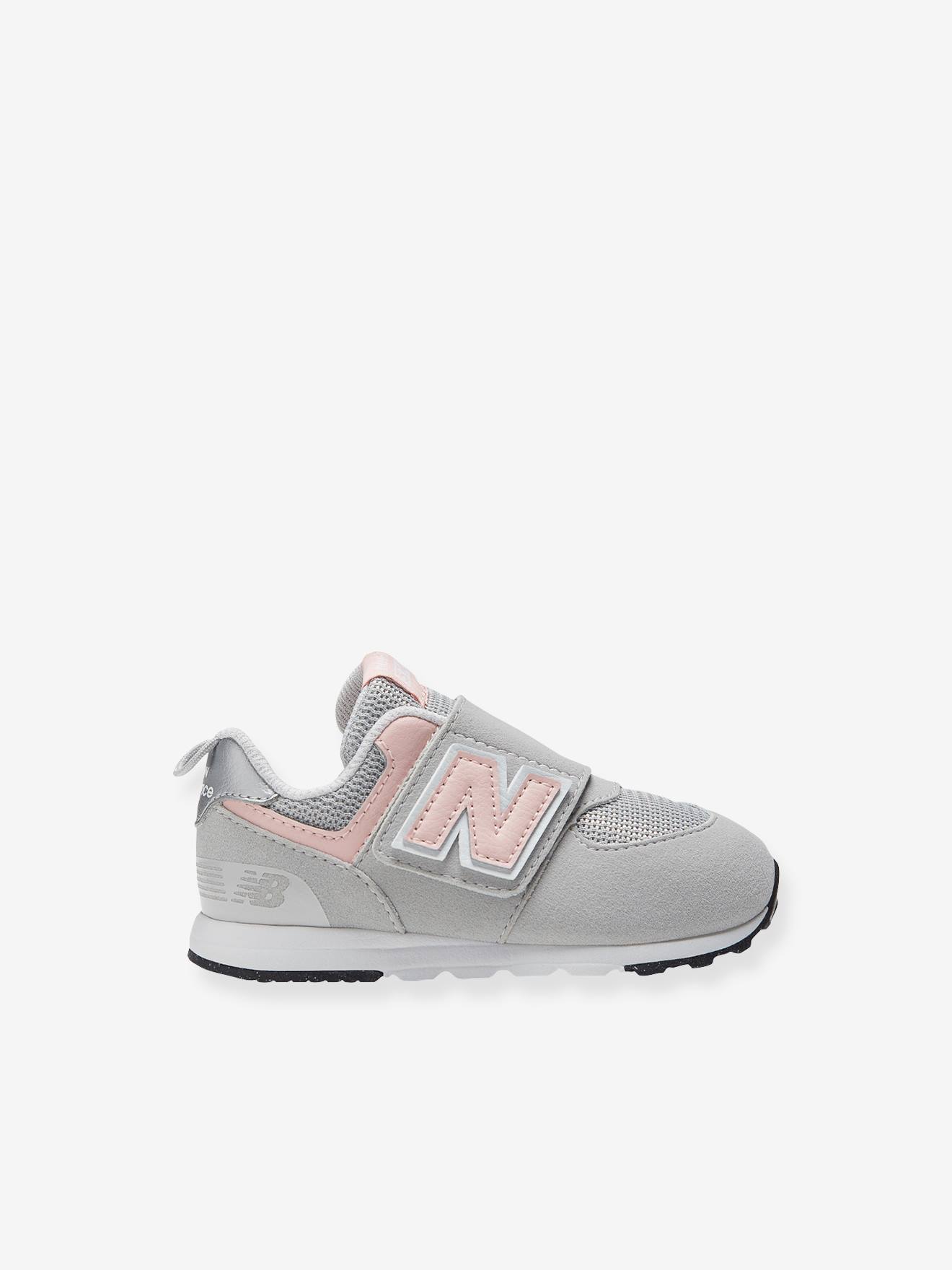 New Balance Kids 574 NEW B Hook Loop Rain Cloud with Pink Haze 5