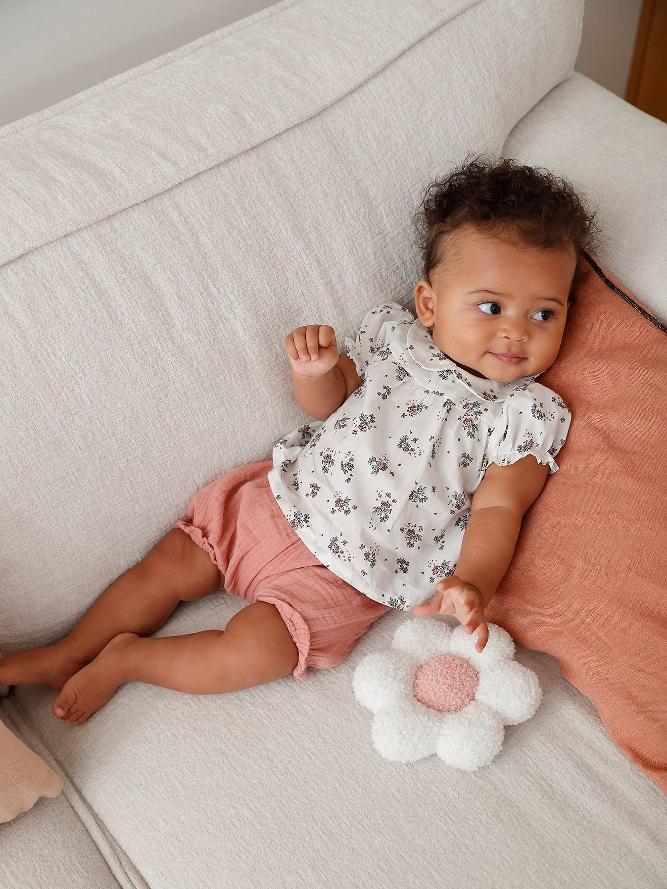 Short Sleeve Floral T-Shirt for Babies - ecru, Baby