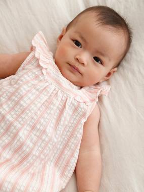 Baby-Striped Dress in Seersucker for Newborn Babies