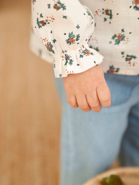 Ruffled Blouse for Babies ecru+grey green - vertbaudet enfant 