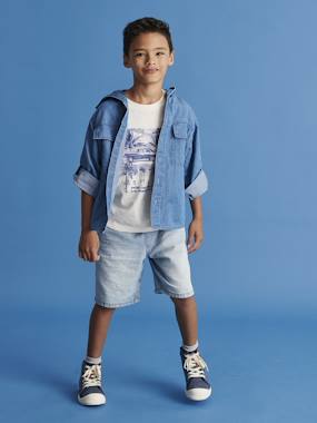 Boys-Easy-to-Slip-On Denim Bermuda Shorts for Boys