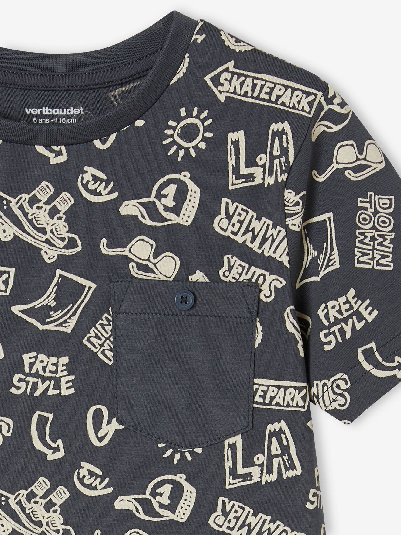 T Shirt with Graphic Motifs for Boys anthracite