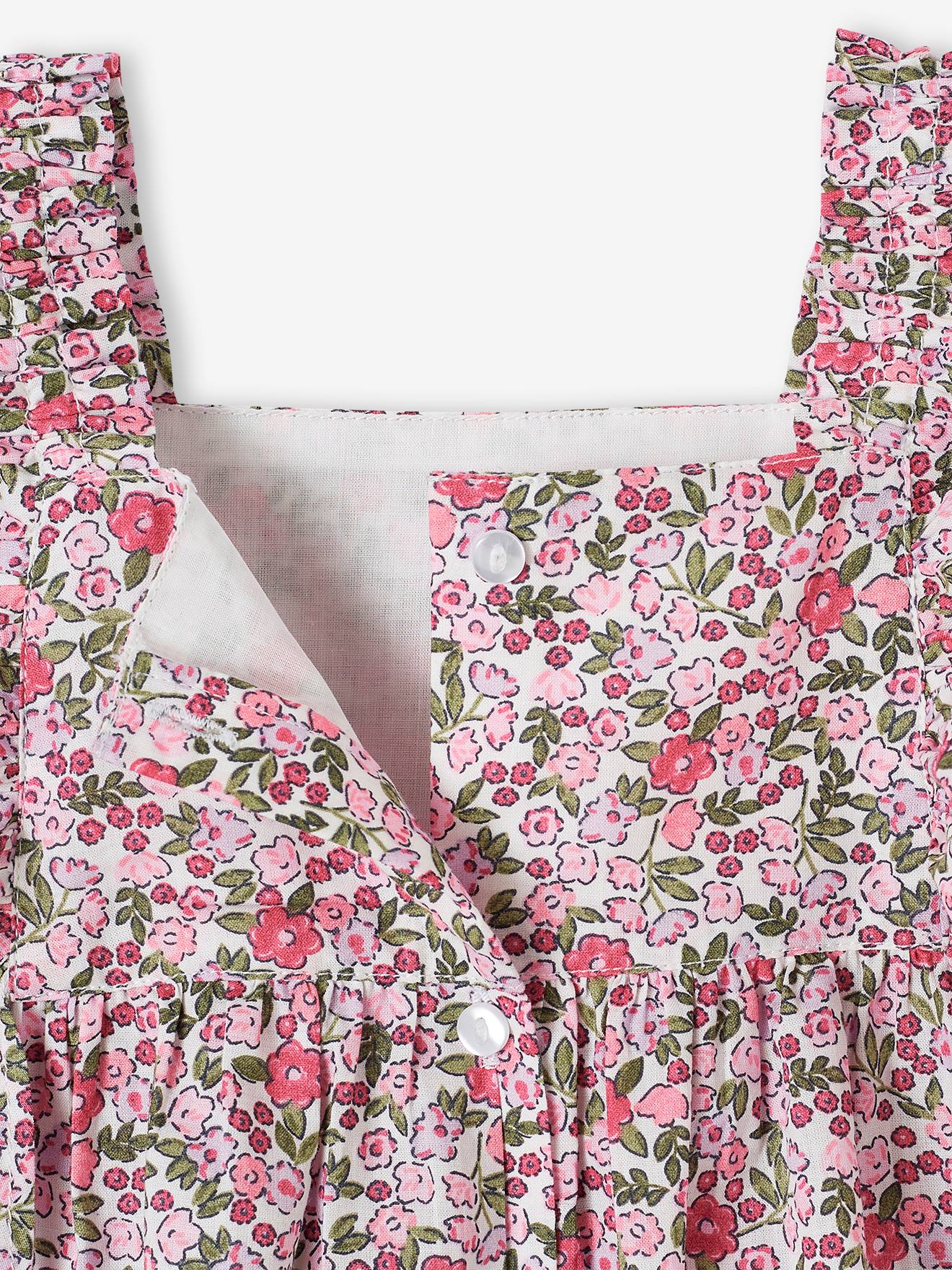 Robe Vichy Good Lad Pour Bébé Fille 12 Mois - Motif Fleuri Sarcelle Et Volants, été Printemps