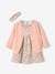 3-Piece Outfit: Dress + Cardigan + Headband for Baby Girls coral+White/Print - vertbaudet enfant 