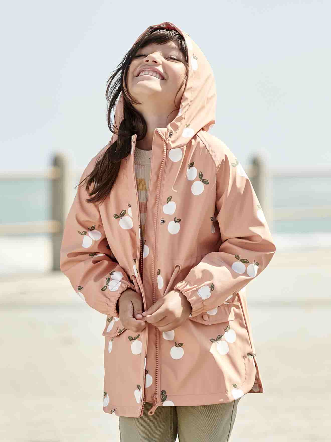 Girls Hooded Raincoat with Magical Motifs