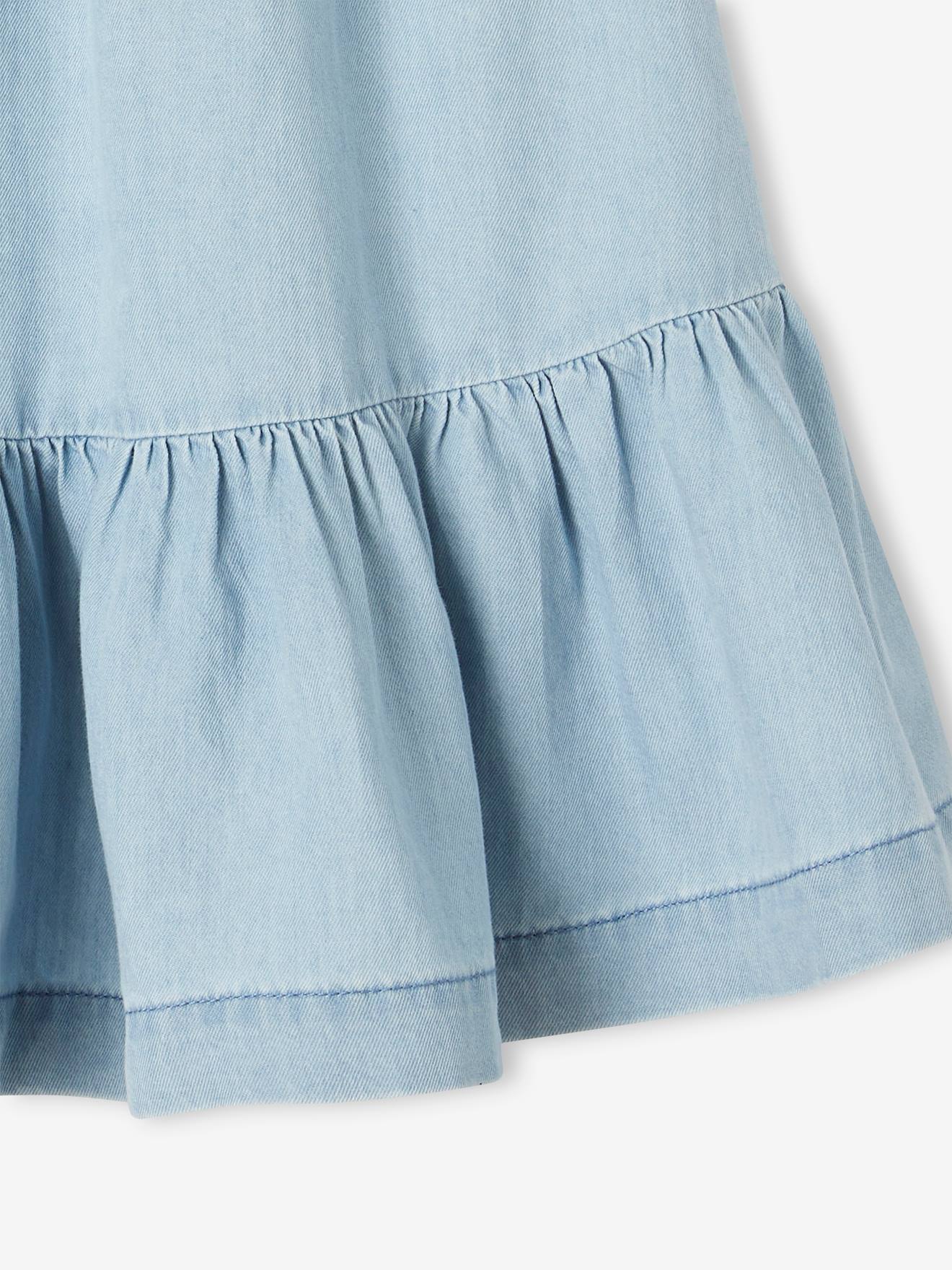 Fille Tenue d'été Jupe en Jean et T-Shirt à Volants Blanc Top 2 pièces vêtements Ensemble pour Les 3-12 Ans Fille