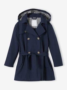 Girls-Coats & Jackets-Trench Coat with Removable Hood for Girls