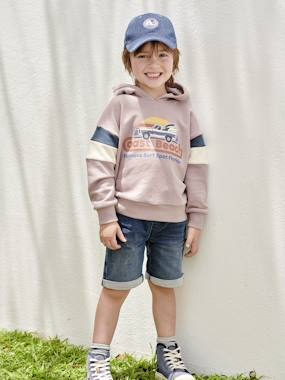 Boys-Bermuda Shorts in Denim-Effect Fleece for Boys, Easy to Put On