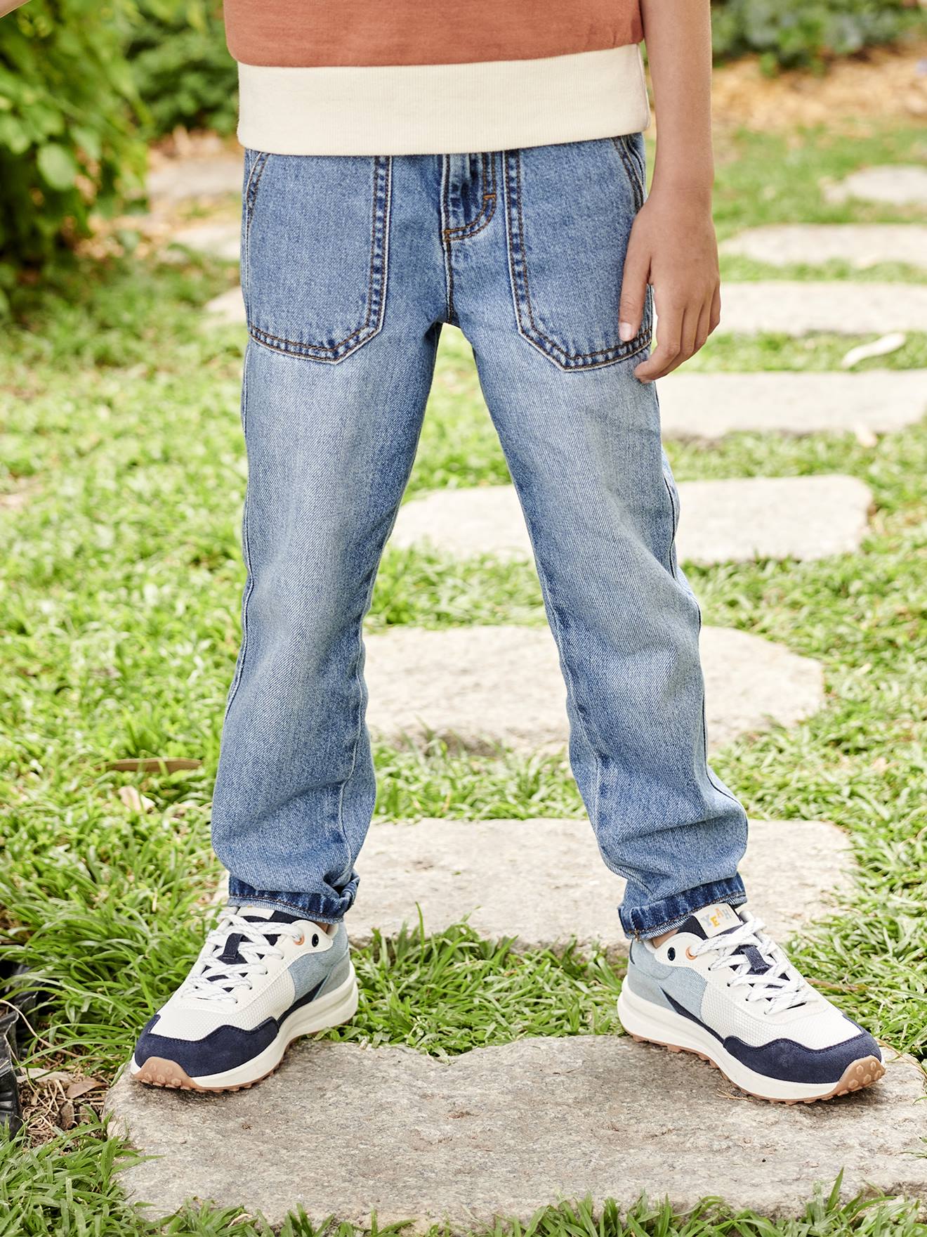 Wide-Leg Carpenter Jeans for Boys - stone, Boys