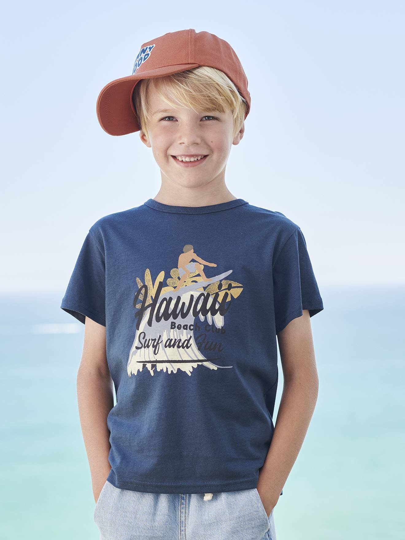 T-Shirt with Graphic Motifs for Boys - night blue, Boys