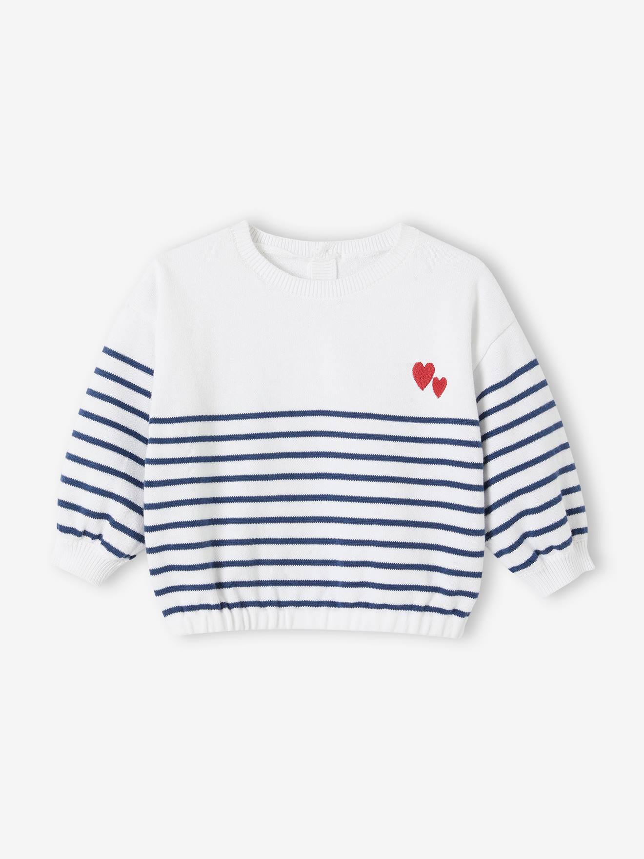 STRIPED CREWNECK WITH EMBROIDERED ILLUSTRATION, NEWBORN STRIPED CREWNECK WITH EMBROIDERED ILLUSTRATION, NEWBORN