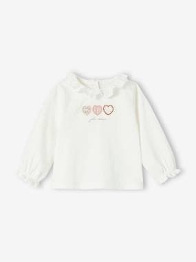 T-shirt col en broderie anglaise naissance  - vertbaudet enfant