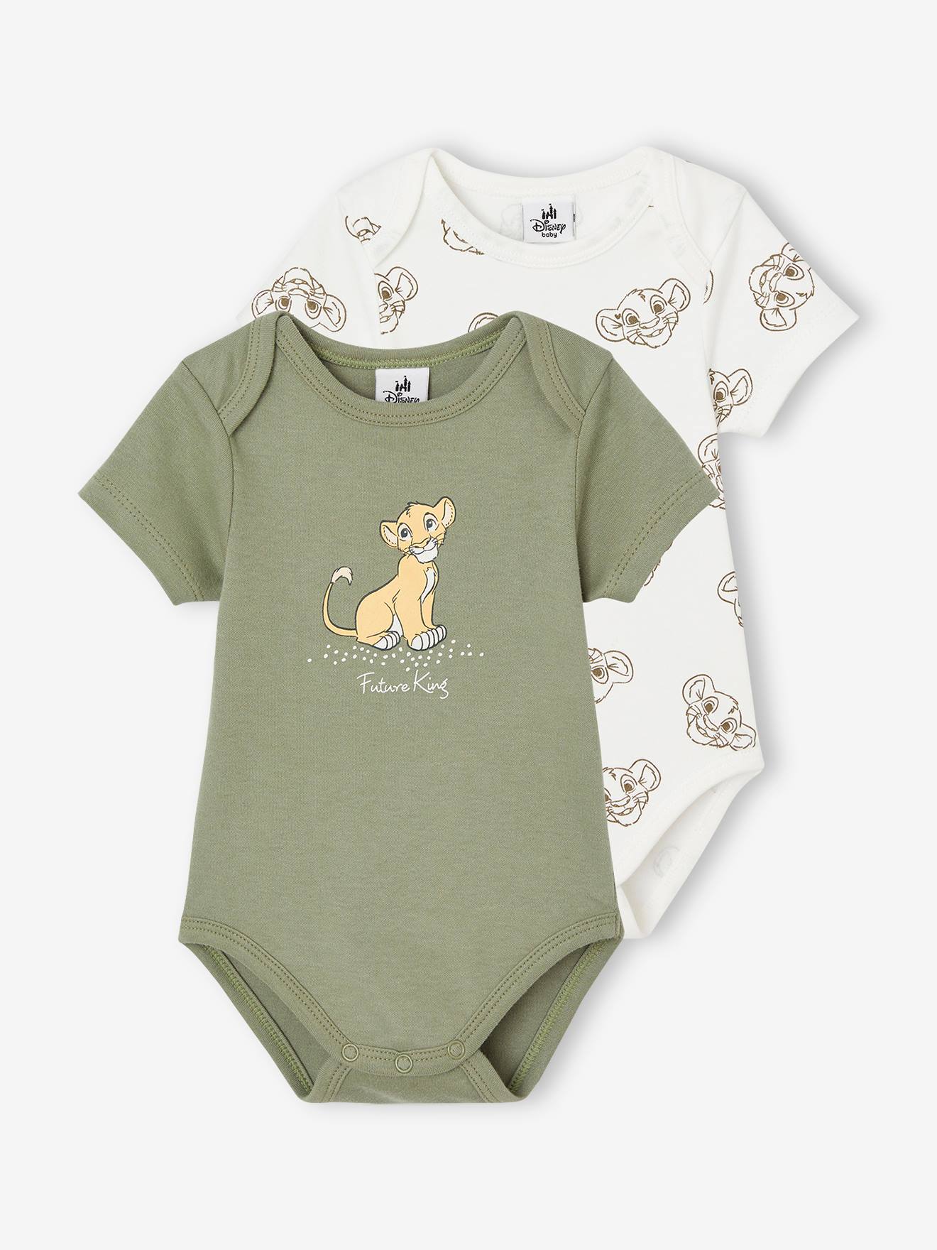 Pack of 2 Short Sleeve Bodysuits for Babies The Lion King by Disney khaki Baby