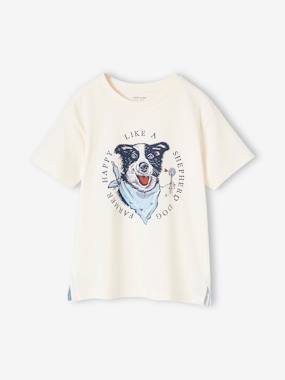 Boys-Tops-T-Shirt with Dog Motif for Boys