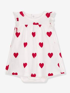 Baby-Outfits-Bodysuit Dress with Heart Print by PETIT BATEAU