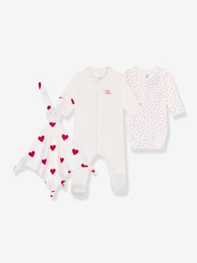 -Sleepsuit + Bodysuit + Hearts Comforter by PETIT BATEAU