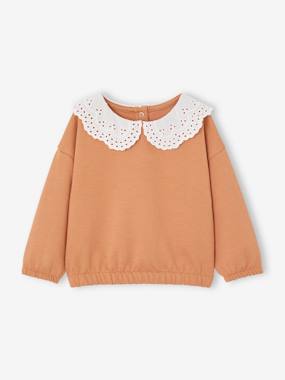 Baby-Jumpers, Cardigans & Sweaters-Sweatshirt with Embroidered Collar for Babies