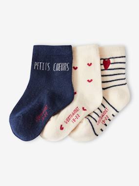 Bébé-Lot de 3 paires de chaussettes coeurs bébé fille