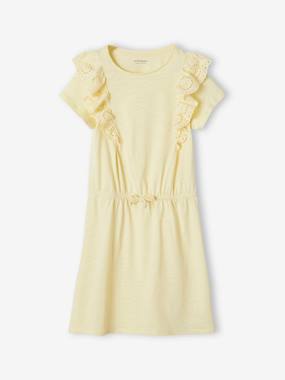 Girls-Dresses-Ruffled Dress in Broderie Anglaise, for Girls