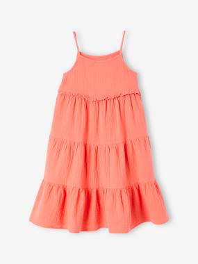 -Robe longue à bretelles en gaze de coton fille