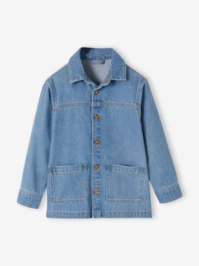 Girls-Blouses, Shirts & Tunics-Unisex Shacket in Denim for Children