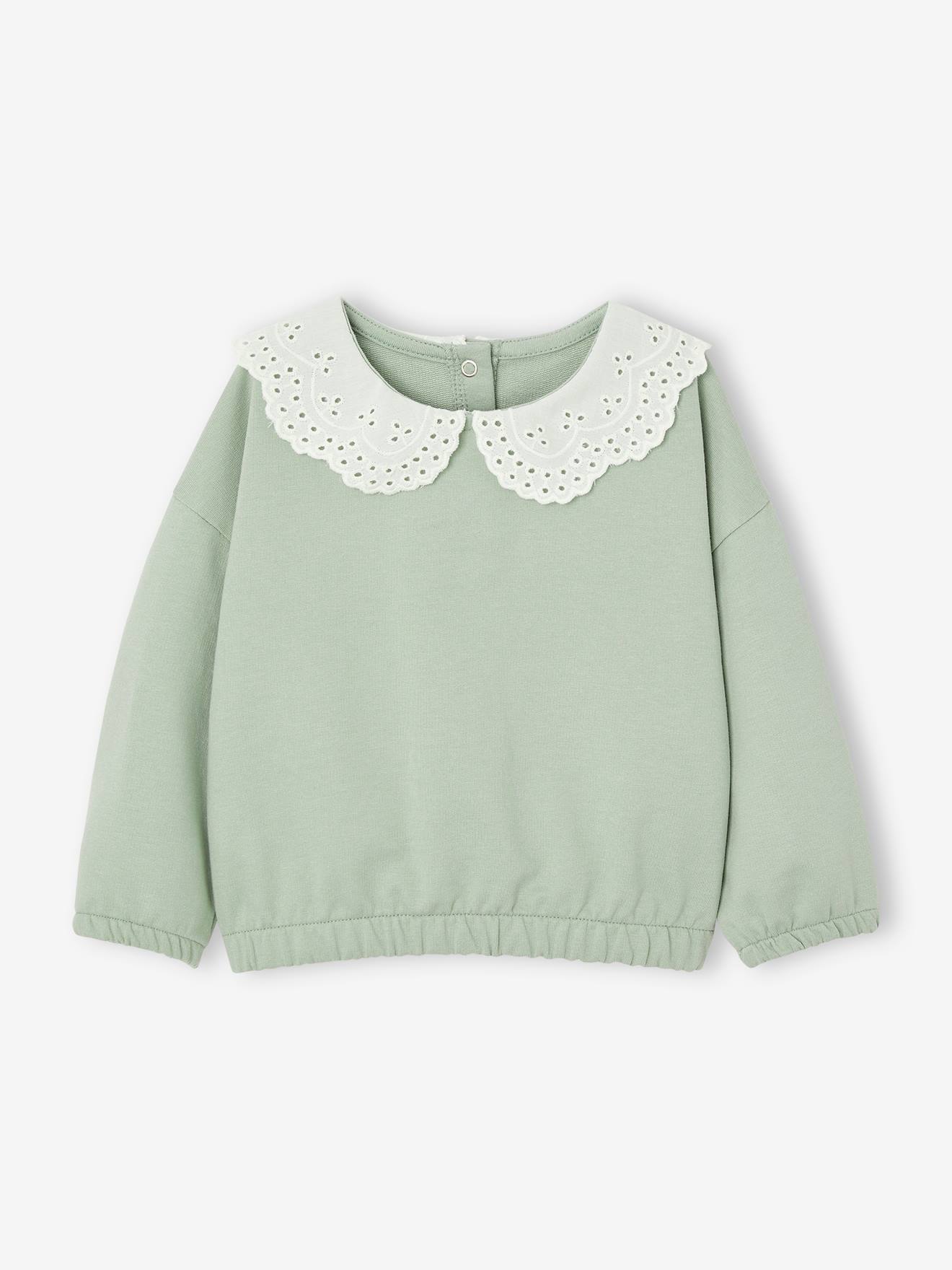 Green sweatshirt discount with white collar