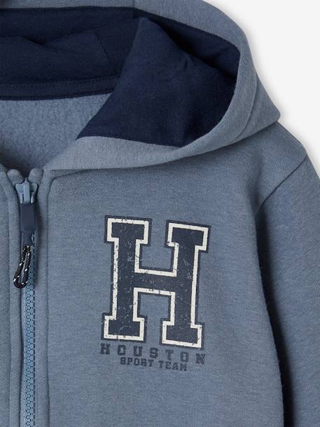 Sweat zippé à capuche sport garçon. bleu grisé+gris chiné+marine+rouge - vertbaudet enfant 