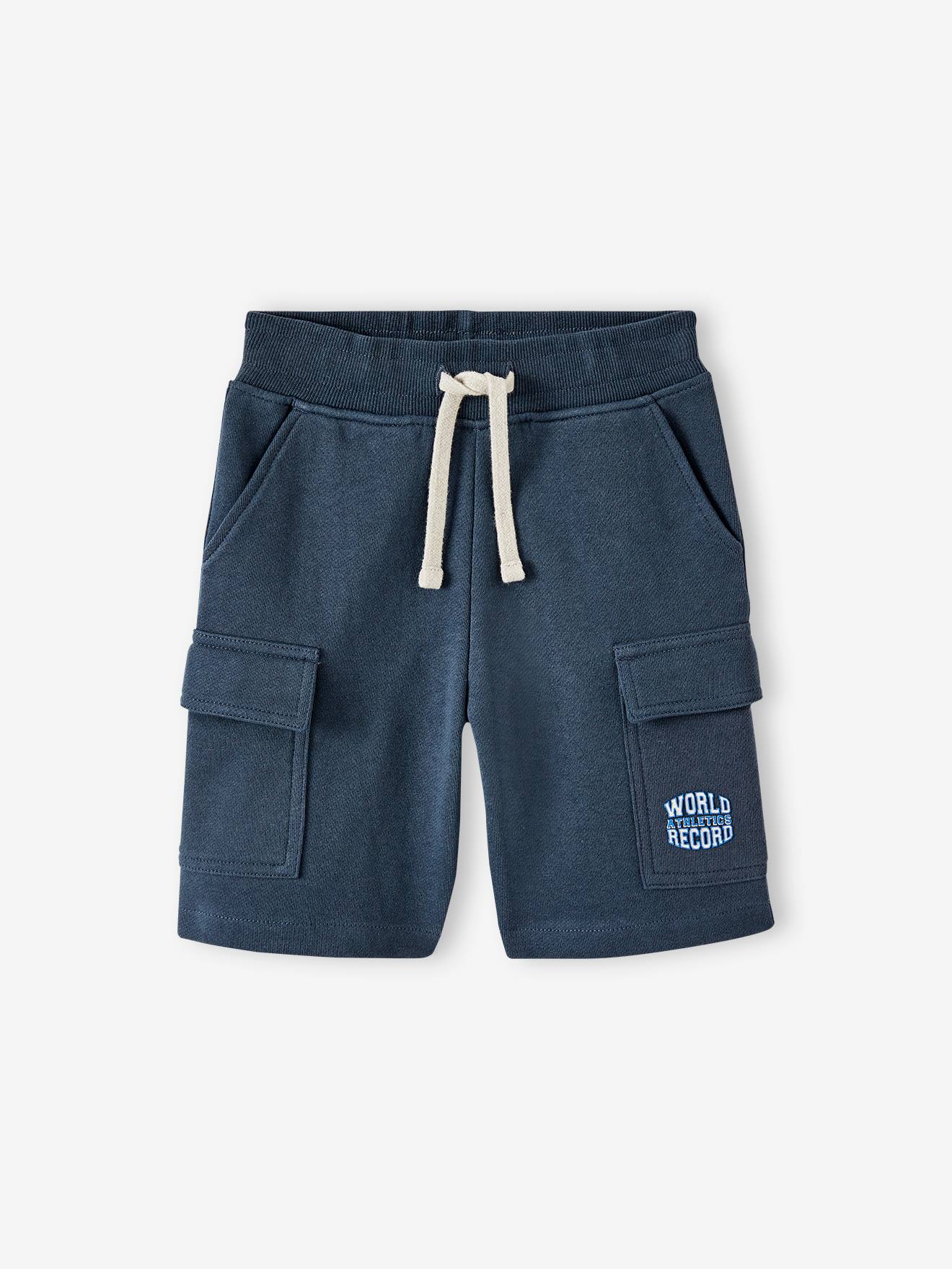 Bonpoint boys on sale navy blue cotton linen Cargo Shorts