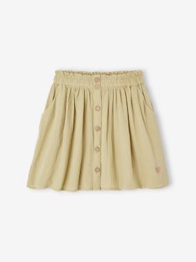 Girls-Skirts-Coloured Skirt in Cotton Gauze, for Girls