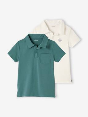 Garçon-T-shirt, polo, sous-pull-Lot de 2 polos garçon unis manches courtes