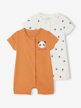 Baby-Pyjamas & Sleepsuits-Pack of 2 Playsuits for Newborn Babies