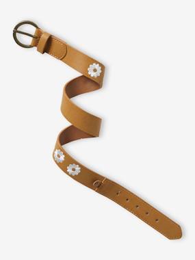 Fille-Accessoires-Ceinture effet cuir fleurs brodées fille