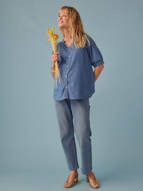 Vêtements de grossesse-Blouse grossesse en denim léger manches courtes ENVIE DE FRAISE