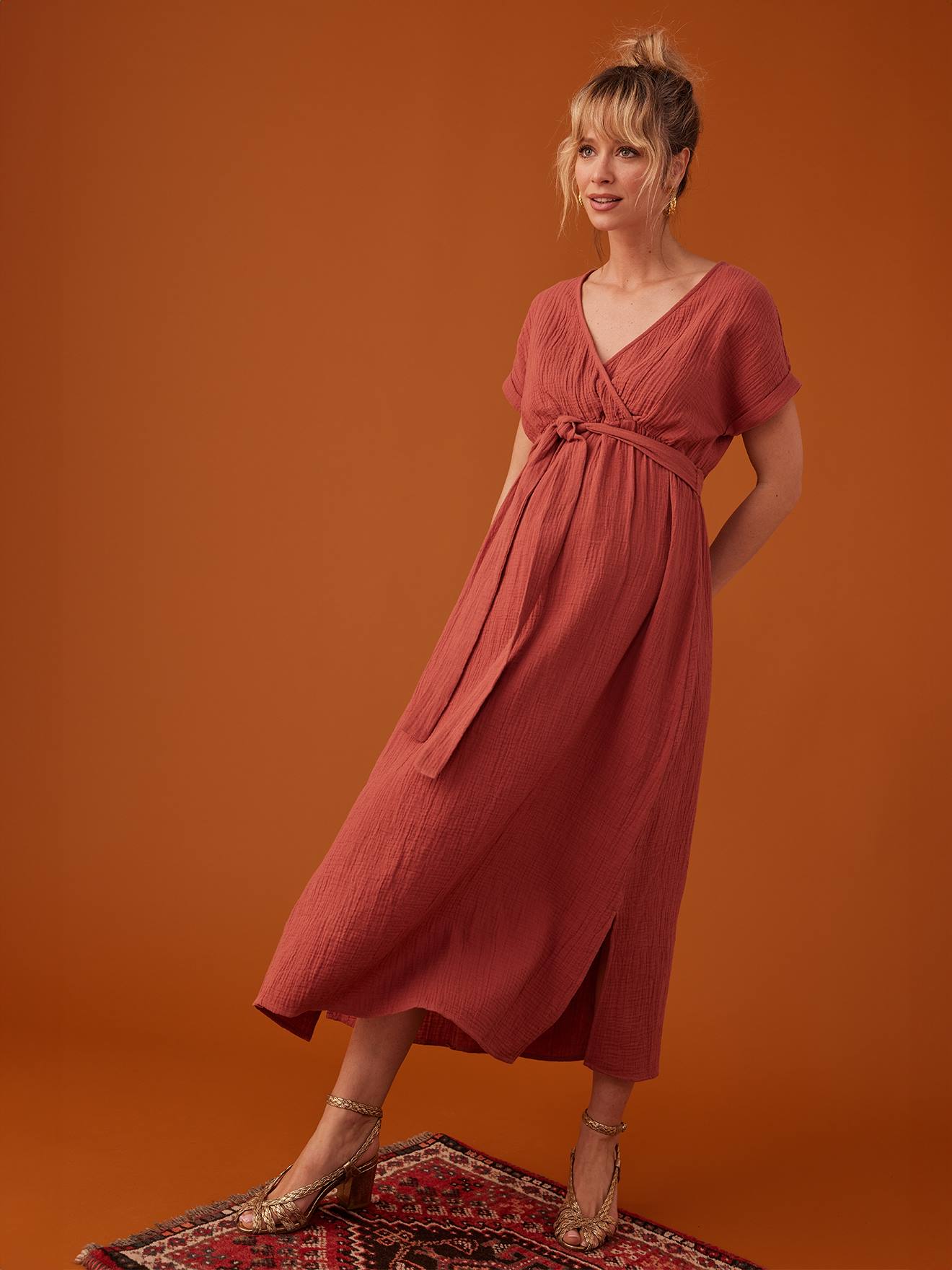 Long Dress for Maternity in Cotton Gauze, by ENVIE DE FRAISE