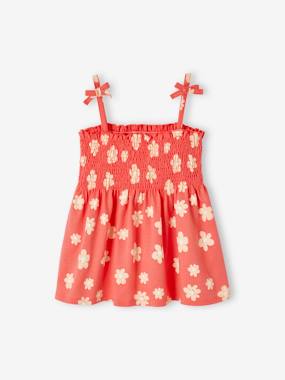 Girls-Smocked Floral Print Top, for Girls