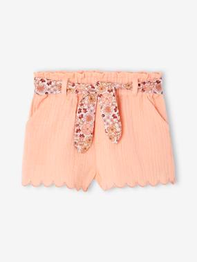 Bébé-Short bébé fille en gaze de coton ceinture imprimée