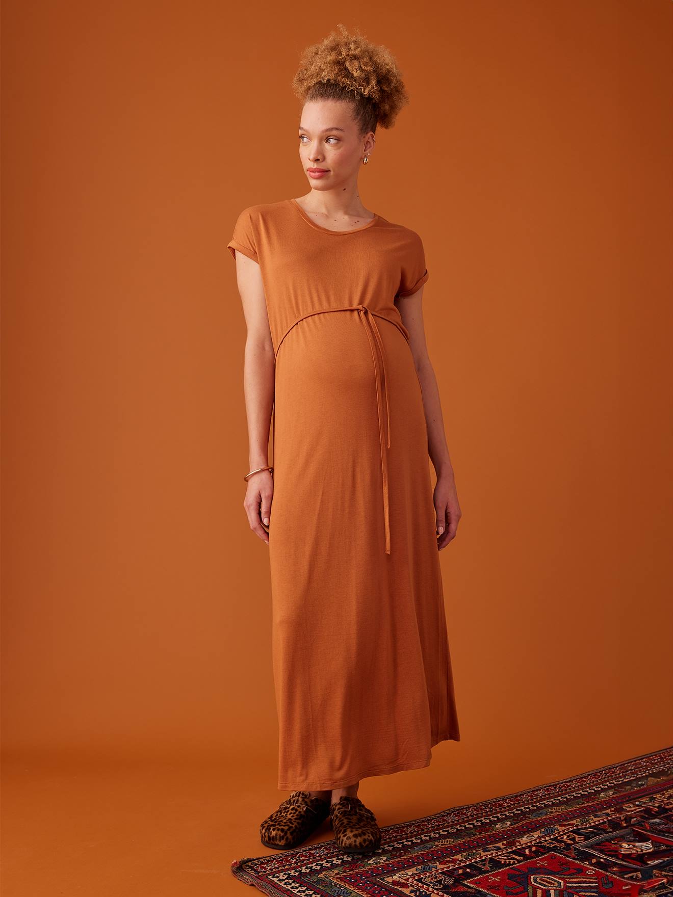 orange maternity dress Orange Off-the-Shoulder Long Maternity Bridesmaid Dress Modsele