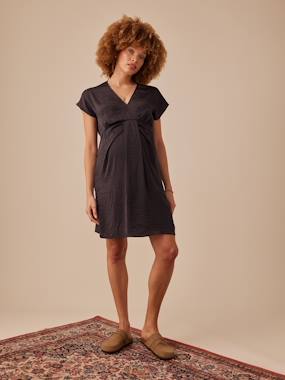 Vêtements de grossesse-Robe grossesse satinée effet noué