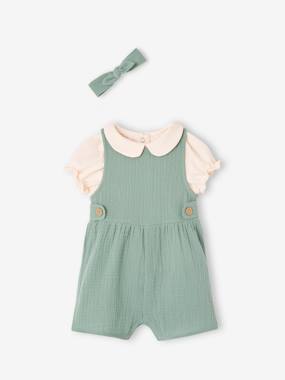 -3-Piece Combo: T-Shirt, Jumpsuit & Headband for Babies