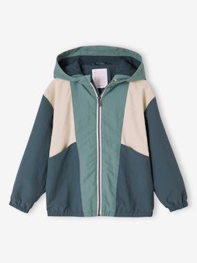 Boys-Coats & Jackets-Colourblock Windcheater with Hood for Boys