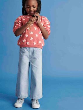 Girls-Trousers-Wide Cropped Trousers with Heart Pockets for Girls