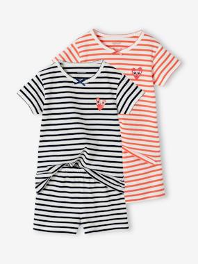 Fille-Pyjama, surpyjama-Lot de 2 pyjashorts rayés fille