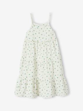 -Robe longue à bretelles en gaze de coton fille