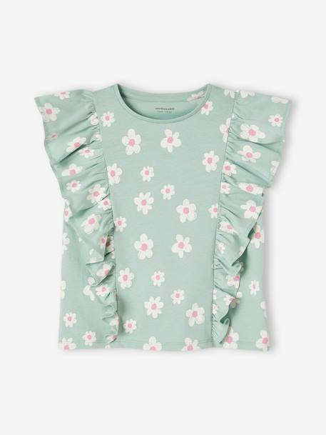 Ensemble tee-shirt et short fille rose+rose pâle+vert d'eau - vertbaudet enfant 