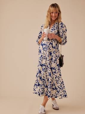 Maternity-Dresses-Long Bohemian-Style Dress with Buttons, for Maternity, by ENVIE DE FRAISE