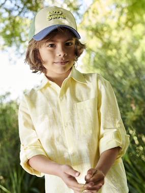 -Striped Linen-Effect Shirt for Boys