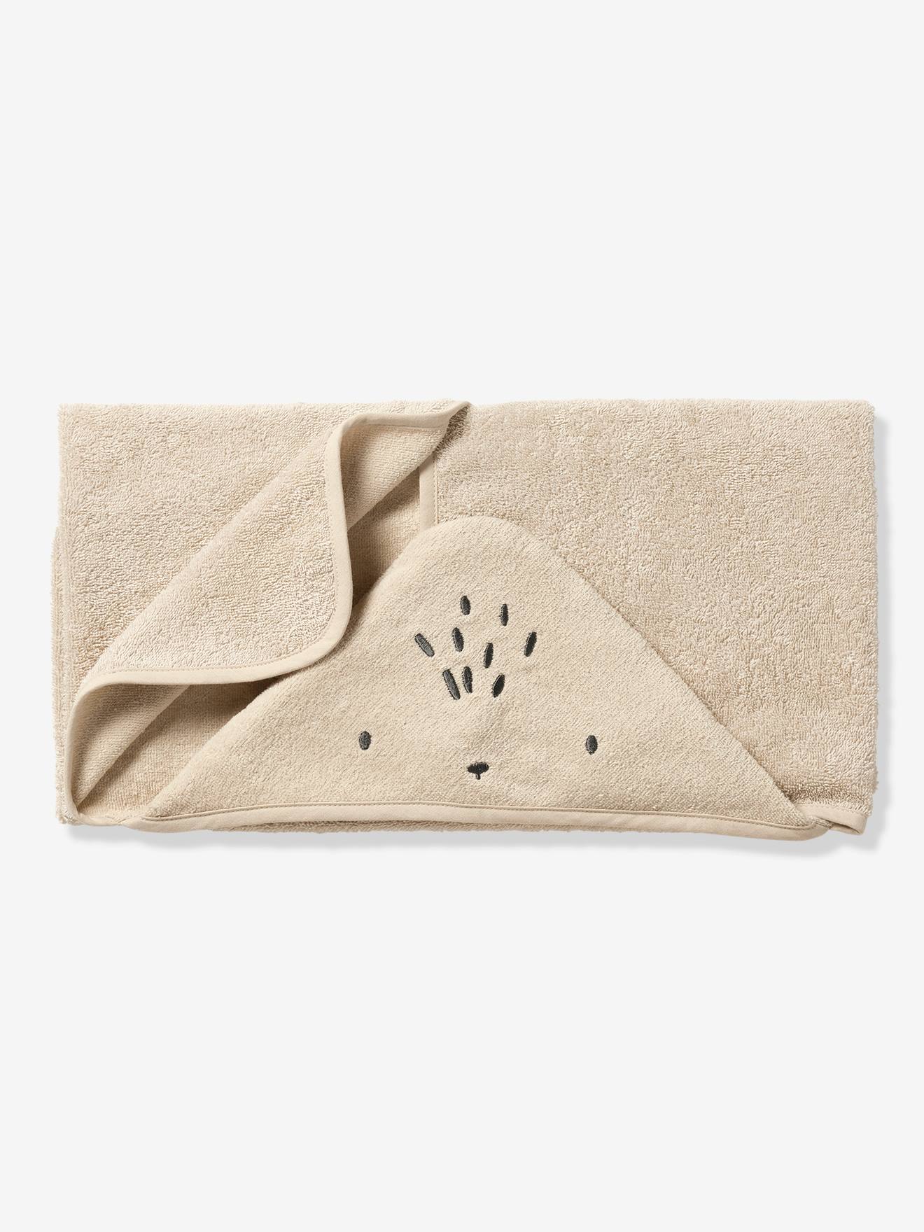 Cape De Bain VERTBAUDET Enfant 70x100cm - Éponge 100% Coton - Capuche Brodée - Sortie De Bain Douce